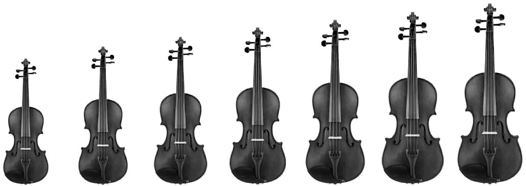 Verhuur van verschillende grotes van violen